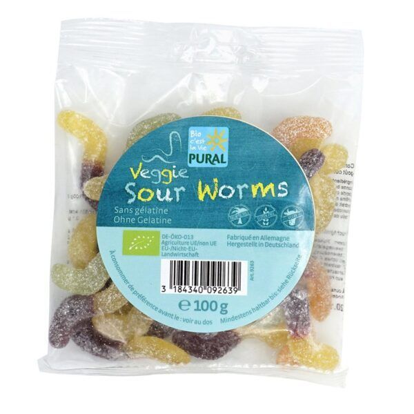 VEGGIE SOUR WORMS 100GR